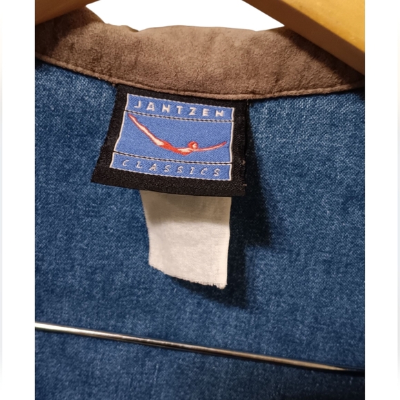 Jantzen Blue Denim Jacket with Brown Collar - Picture 4 of 9